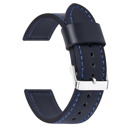 Vintage echtes Leder Uhrengurt Universal Armband für Männer Frauen Ersatz Accessoires Armband, Schwarz Blau, 22mm Width von MBello