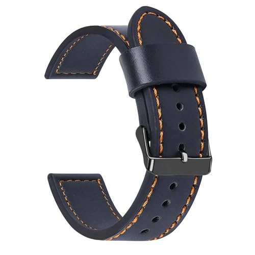 Vintage echtes Leder Uhrengurt Universal Armband für Männer Frauen Ersatz Accessoires Armband, Schwarz orangeschwarz, 22mm Width von MBello