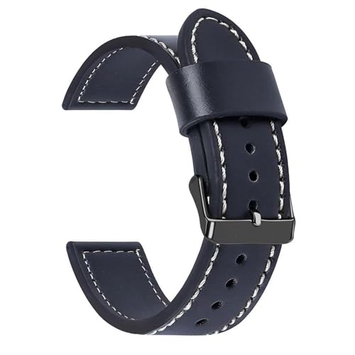 Vintage echtes Leder Uhrengurt Universal Armband für Männer Frauen Ersatz Accessoires Armband, Schwarz weiß schwarz, 18mm Width von MBello