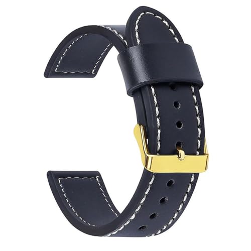 Vintage echtes Leder Uhrengurt Universal Armband für Männer Frauen Ersatz Accessoires Armband, Schwarzer Weißgold, 22mm Width von MBello