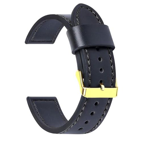 Vintage echtes Leder Uhrengurt Universal Armband für Männer Frauen Ersatz Accessoires Armband, Schwarzes Schwarzgold, 18mm Width von MBello