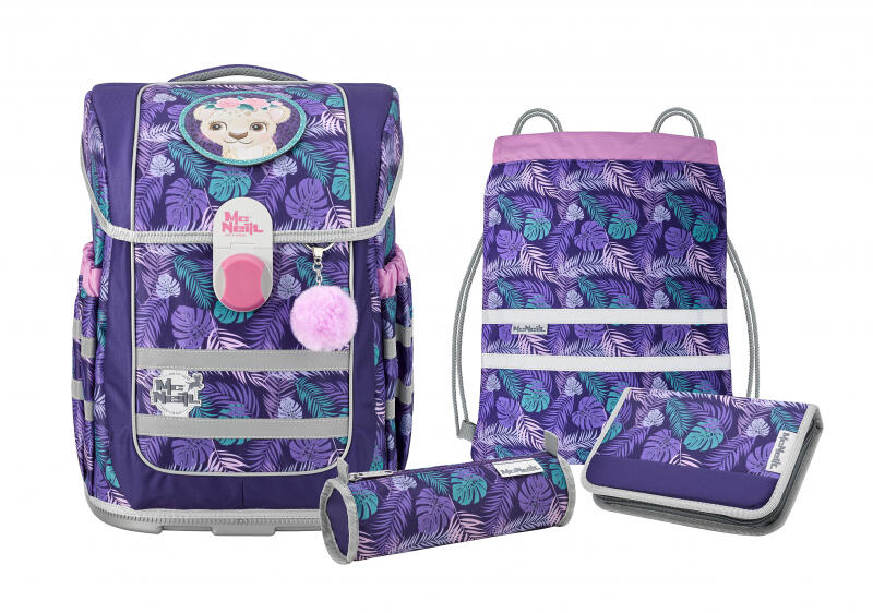 MC NEILL - McNeill Dschungel Schulrucksackset 5tlg. Ergo Complete 1150g 20l lila Lila von MC NEILL