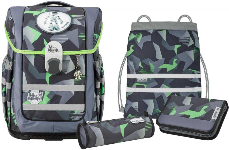MC NEILL - McNeill Techno Schulrucksackset 5tlg. Ergo Complete 1150g 20l grau Grau von MC NEILL