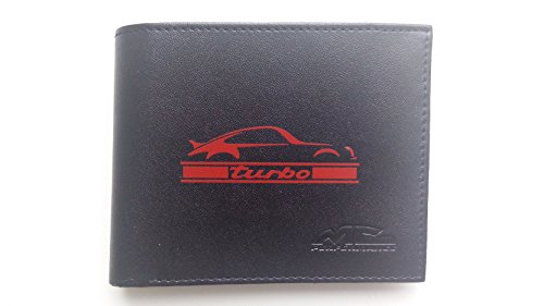 MC Performance Geldbörse für Auto-Fans, Schwarz, Kunstleder, Zweifach gefaltet, Münzfach, Doppelfach, Verschiedene Kartenfächer, Foto-Slot, Druckknopf-Verschluss, 105 x 90 mm von MC Performance