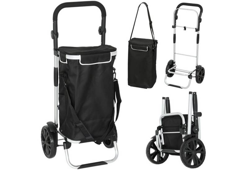MC Star Einkaufstrolley 3-in-1 Einkaufstrolley klappbar mit 40L Kapazität belastbar Trolley, bis 25kg mit Kühlfach Schwarz von MC Star