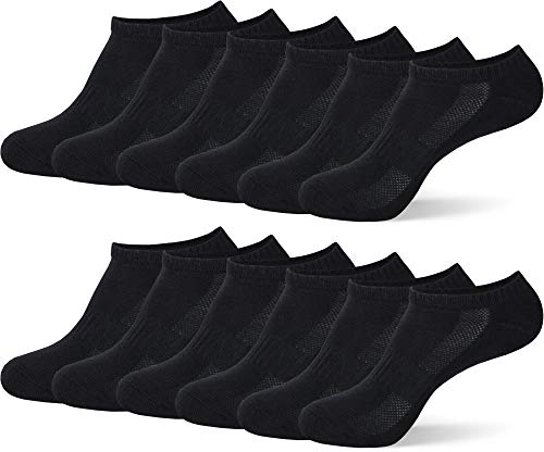 MC.TAM Unisex Atmungsaktive Sneaker Socken Sportliche Kurze Socken Herren Damen 12 Paar 80% Baumwolle, 35-38, Schwarz von MC.TAM