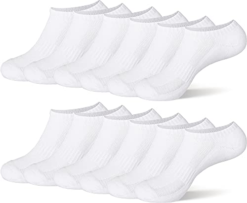 MC.TAM Unisex Atmungsaktive Sneaker Socken Sportliche Kurze Socken Herren Damen 12 Paar 80% Baumwolle, 43-46, Weiss von MC.TAM