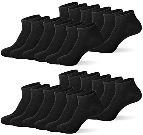 MC.TAM Unisex Sneaker Socken Kurze Socken Herren Damen 12 Paar 80% Baumwolle, 35-38, Schwarz Bambusfaser von MC.TAM