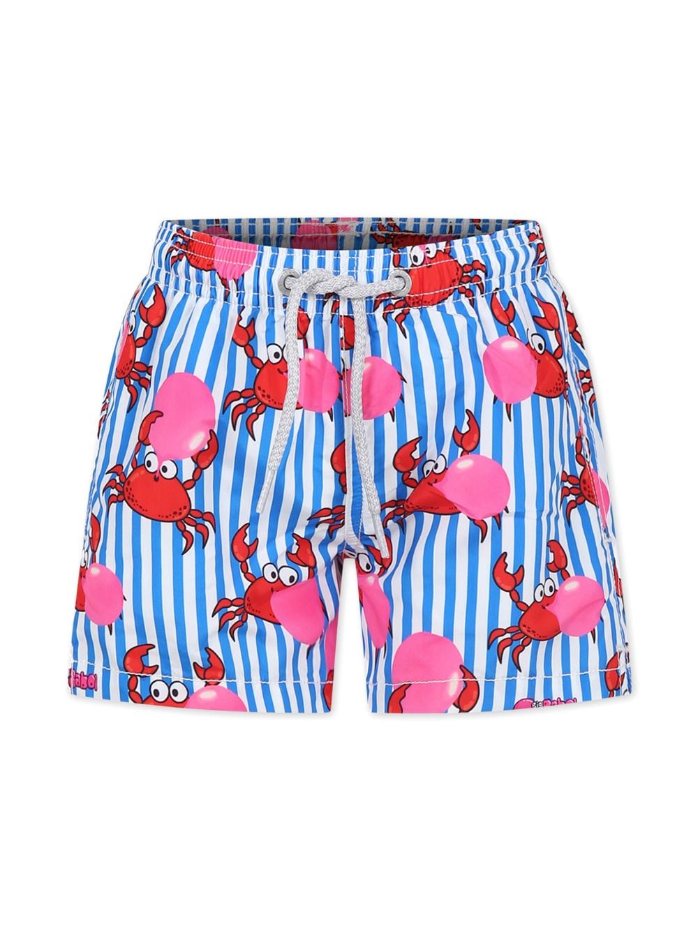 MC2 Saint Barth Kids Gestreifte Badeshorts mit Big Babol-Print - Blau von MC2 Saint Barth Kids