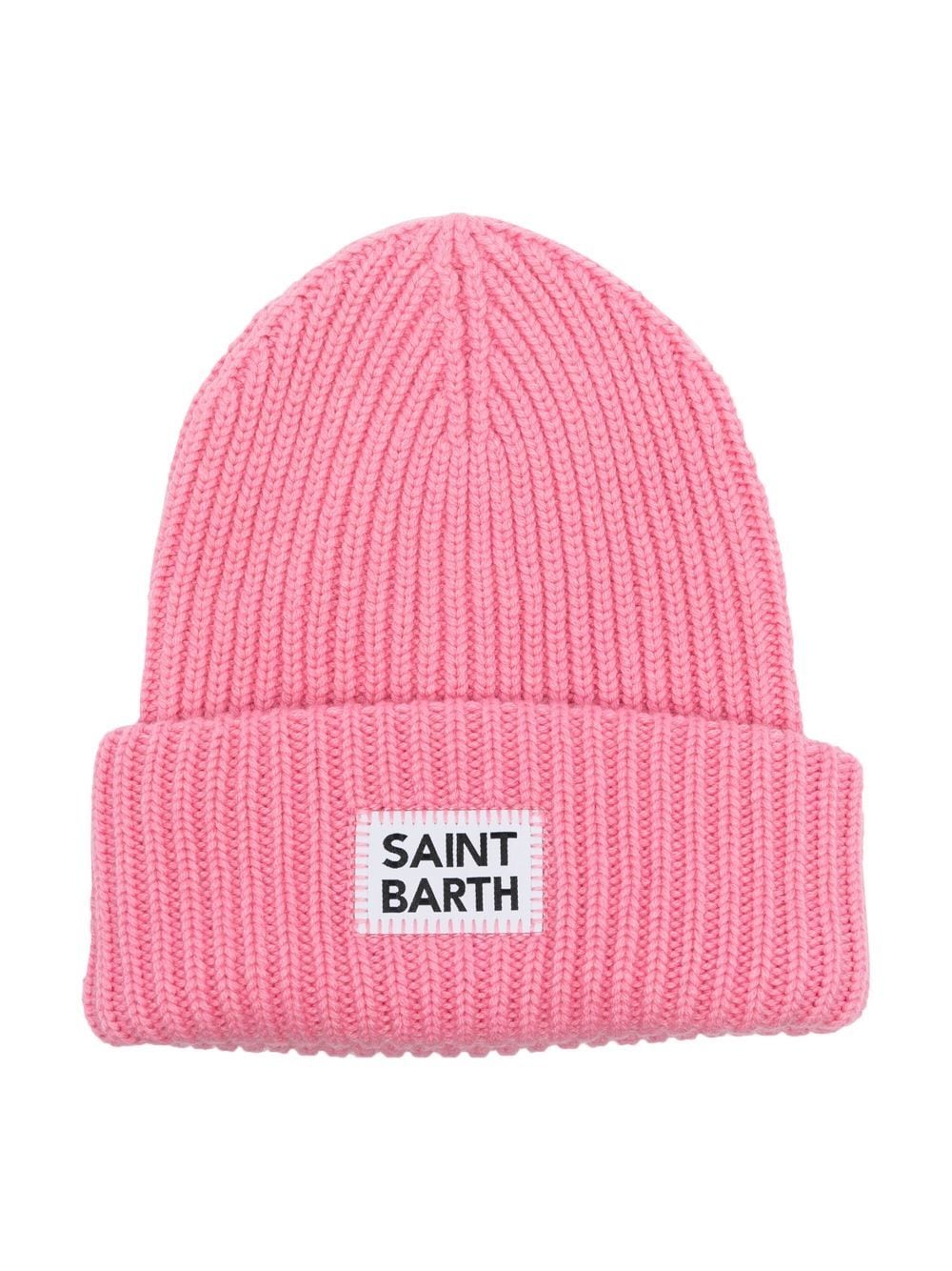 MC2 Saint Barth Kids Gerippte Beanie mit Logo-Patch - Rosa von MC2 Saint Barth Kids