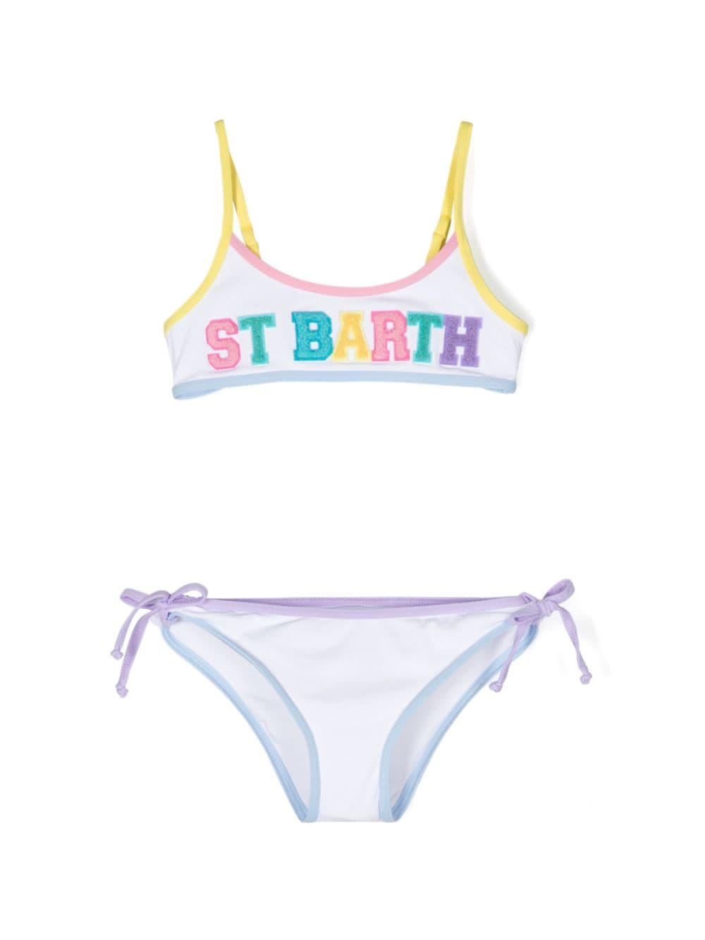 MC2 Saint Barth Kids Gerippter Bikini mit Logo-Applikation - Weiß von MC2 Saint Barth Kids