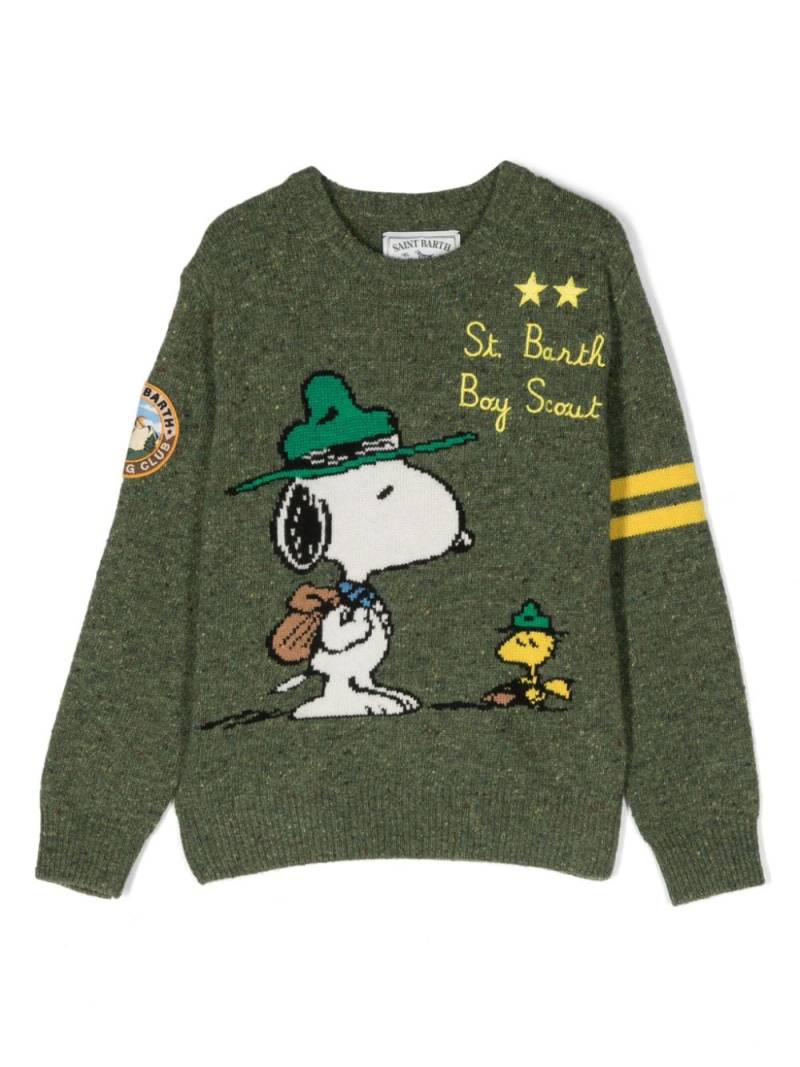 MC2 Saint Barth Kids Intarsien-Pullover mit Snoopy - Grün von MC2 Saint Barth Kids