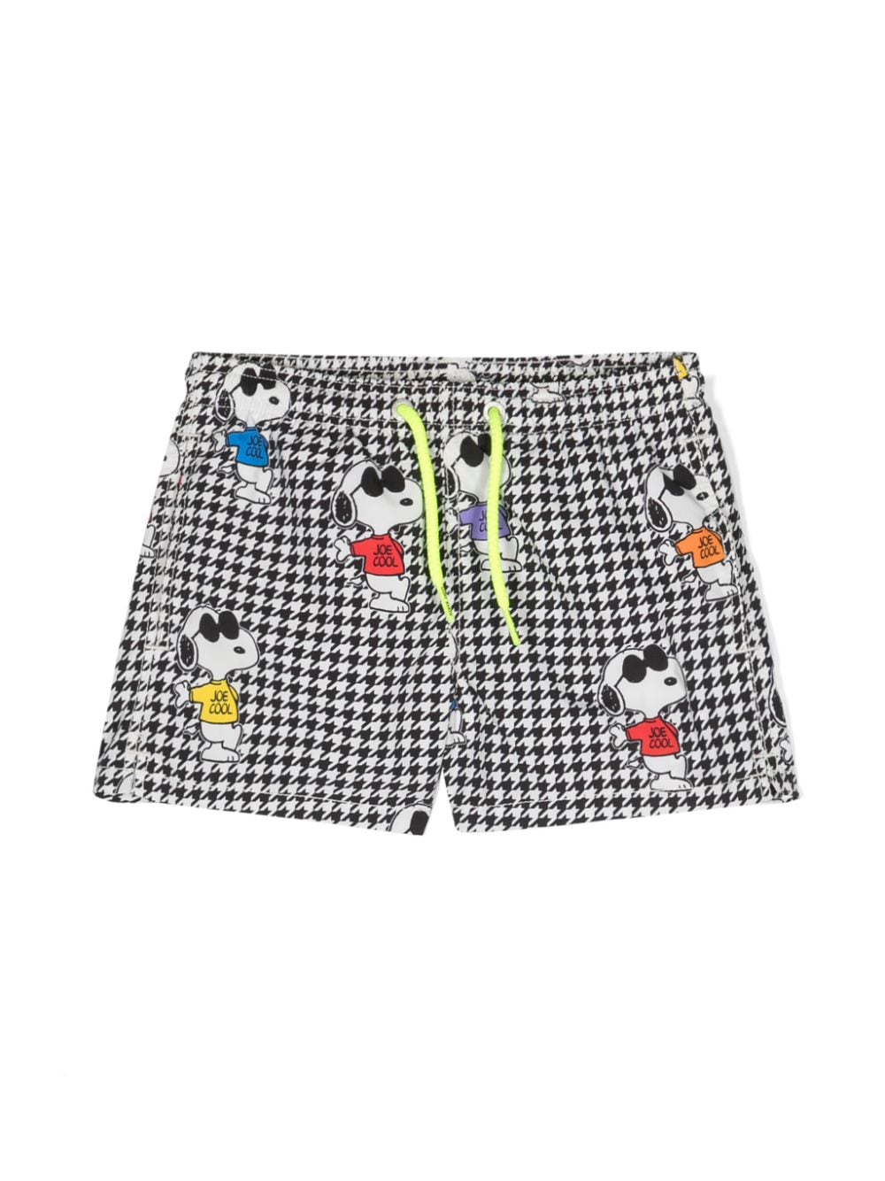 MC2 Saint Barth Kids Karierte Badeshorts mit Snoopy-Print - Schwarz von MC2 Saint Barth Kids