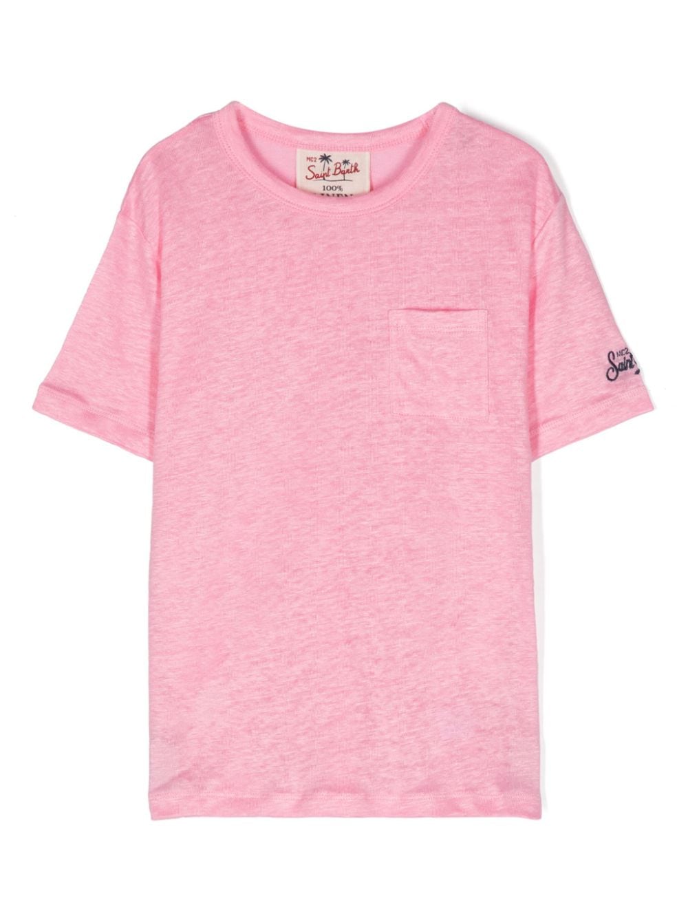 MC2 Saint Barth Kids T-Shirt aus Leinen mit Logo-Stickerei - Rosa von MC2 Saint Barth Kids