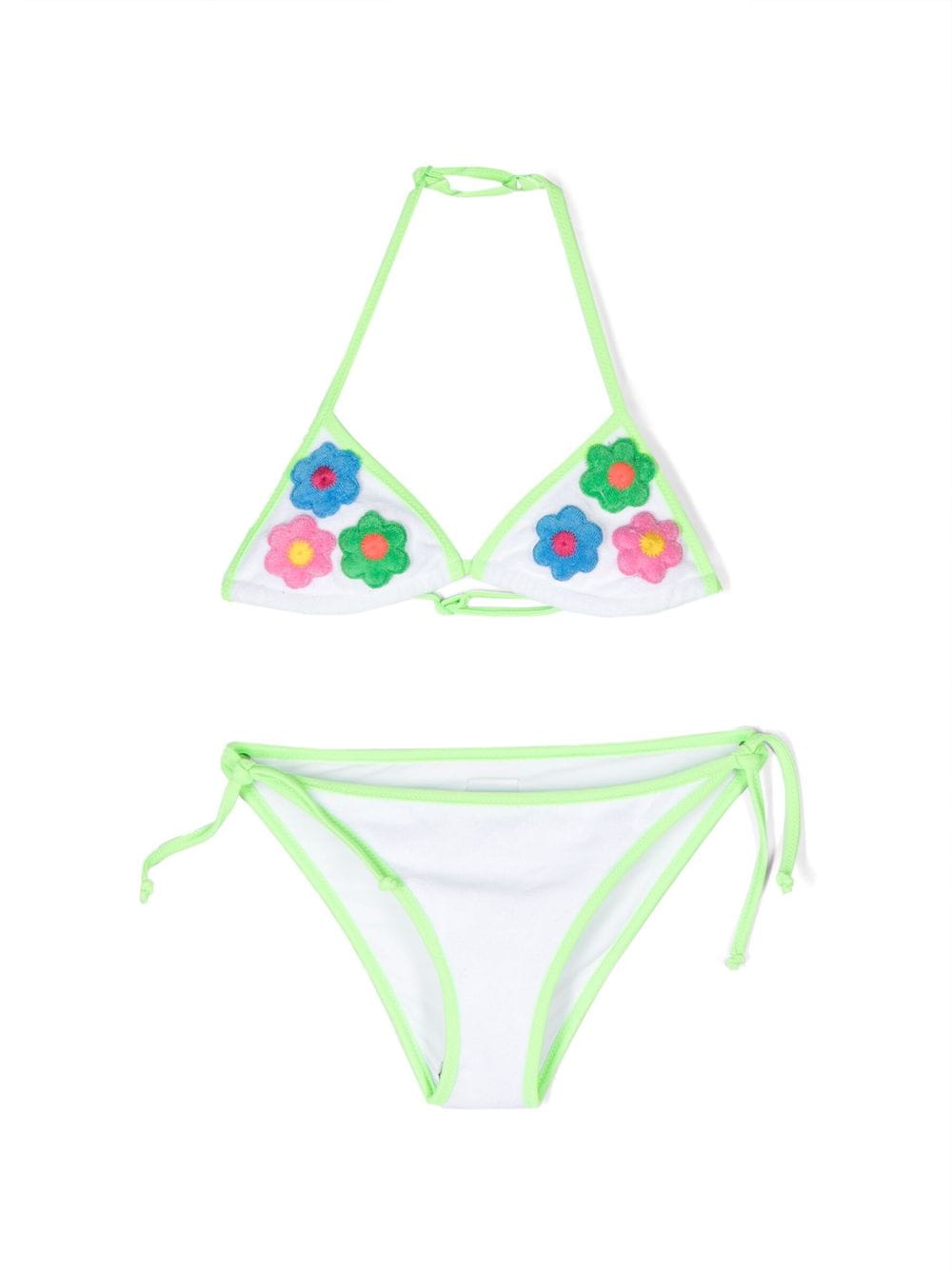 MC2 Saint Barth Kids Triangel-Bikini mit Blumen-Patches - Weiß von MC2 Saint Barth Kids