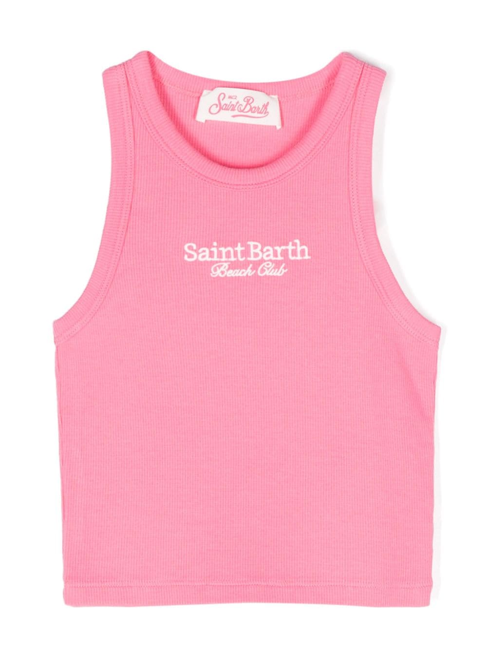 MC2 Saint Barth Kids logo-embroidered ribbed top - Rosa von MC2 Saint Barth Kids