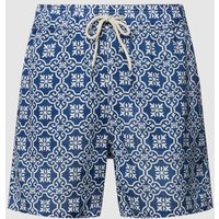 MC2 Saint Barth Badehose aus Leinen mit Allover-Muster Modell 'GUSTAVIA' in Marine, Größe XXL von MC2 Saint Barth