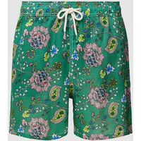 MC2 Saint Barth Badehose mit Allover-Muster Modell 'GUSTAVIA LINEN' in Smaragd, Größe L von MC2 Saint Barth