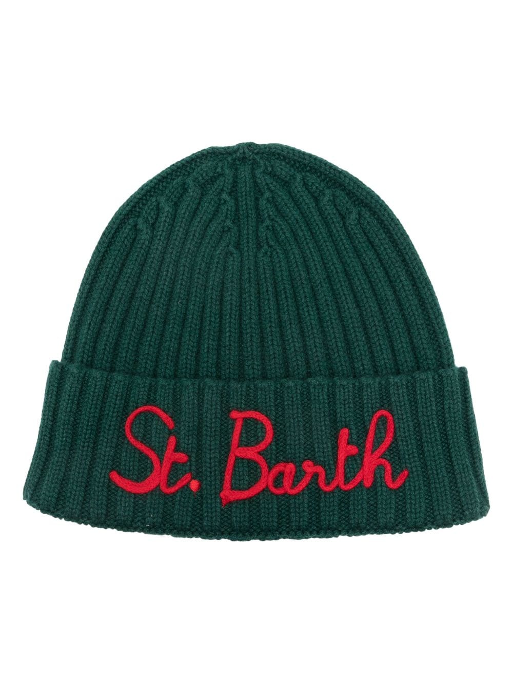 MC2 Saint Barth Gerippte Beanie mit Logo-Stickerei - Grün von MC2 Saint Barth