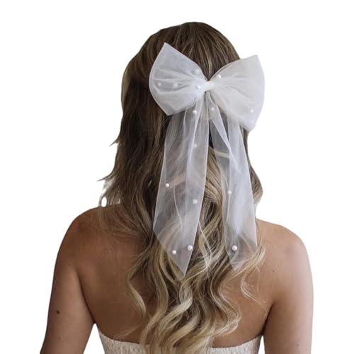 Bridal Schleier Bowknot Haarnadel Für Festzug PROM PEARLS Kopfbedecke Elegante Haare Clip Mädchen Kopfstücksfoto Requisiten von MCAOAL