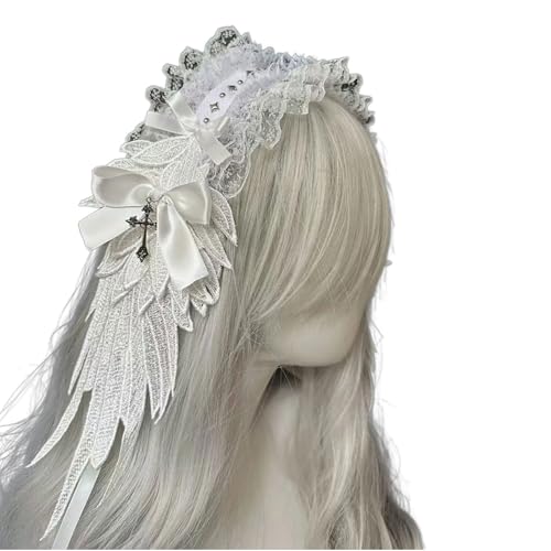 Eleganter Spitzenverkleidungsstirnband Mit Engelsflügel Anime Hairhoop Haardekoration Für Besondere Anlässe Maskerade Kopfbedeckung von MCAOAL
