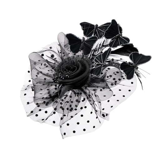 Fascinator Mit Verziertem Schmetterling Braut Kopfstück Stirnband Verstellbares Haarclip Für Brautkleider Tanzkostüm von MCAOAL