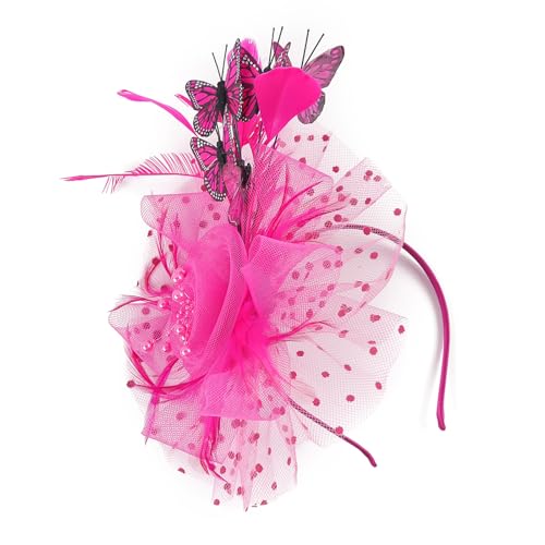 Fascinator Mit Verziertem Schmetterling Braut Kopfstück Stirnband Verstellbares Haarclip Für Brautkleider Tanzkostüm von MCAOAL