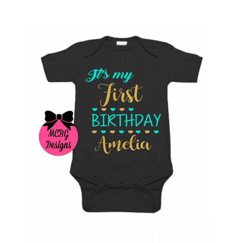 Erstes Geburtstagsshirterstes Geburtstags-Outfit1. Geburtstagsshirtbaby-Mädchen-Kleidungbaby-Geschenke-Erste-Geburtstag-Party von MCBGDesigns