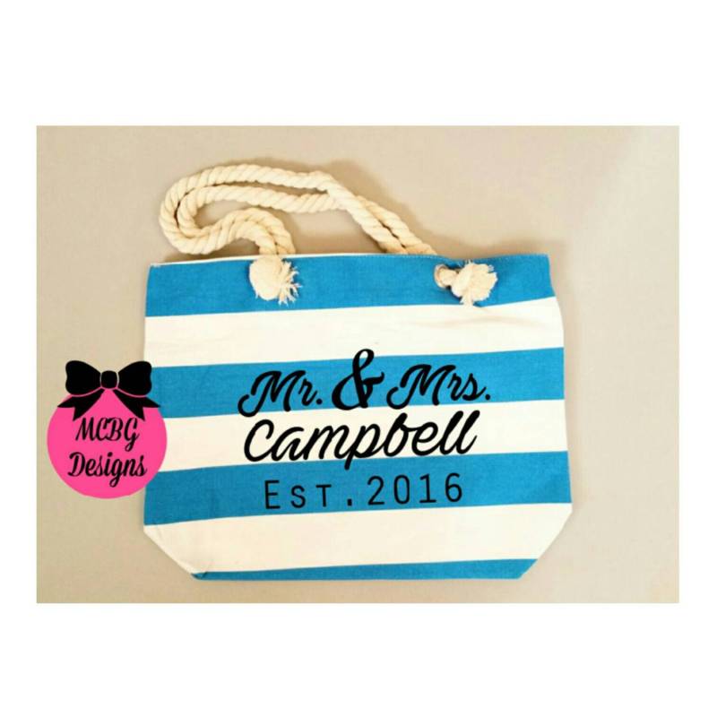 Hochzeitsdeko Personalisierte Strandtasche Mr. And von MCBGDesigns