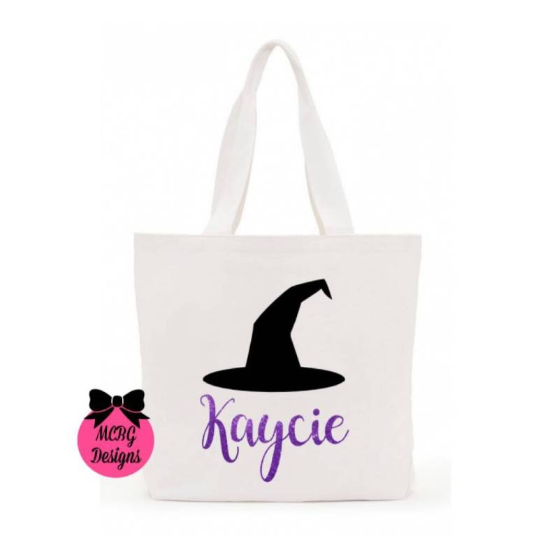 Trick Or Treat Baghalloween Candy Bagmädchen Halloween Taschehalloween Tote Bagwitch Kostümglitzer von MCBGDesigns