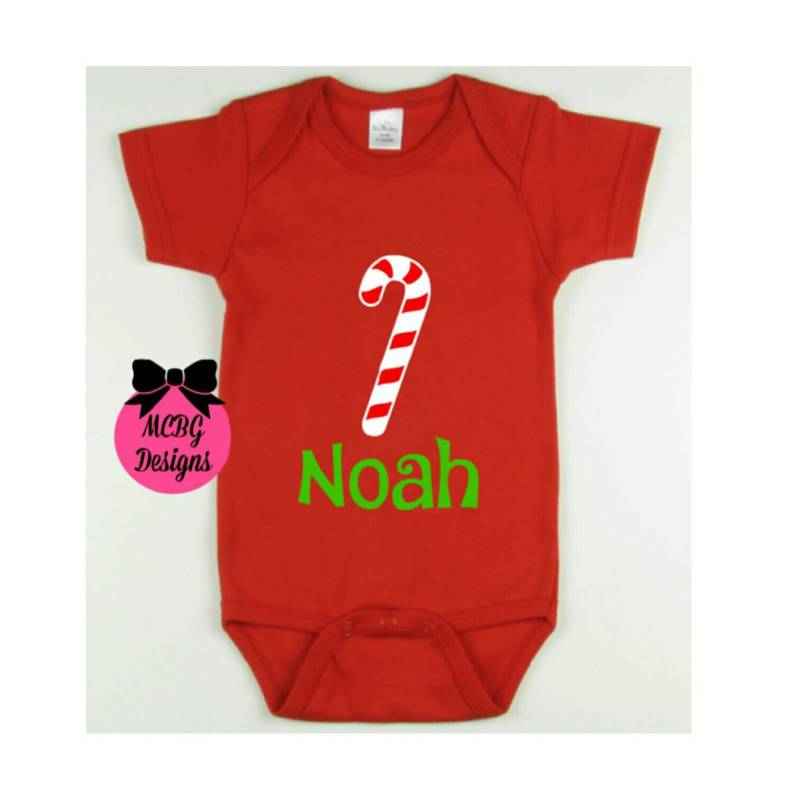 Zuckerstangen-Bodysuit Oder Shirtzuckerstangen-Shirtsweihnachts-Baby-Outfitsmein Erstes Weihnachtenalle Größenweihnachtshemden Für Jungen von MCBGDesigns
