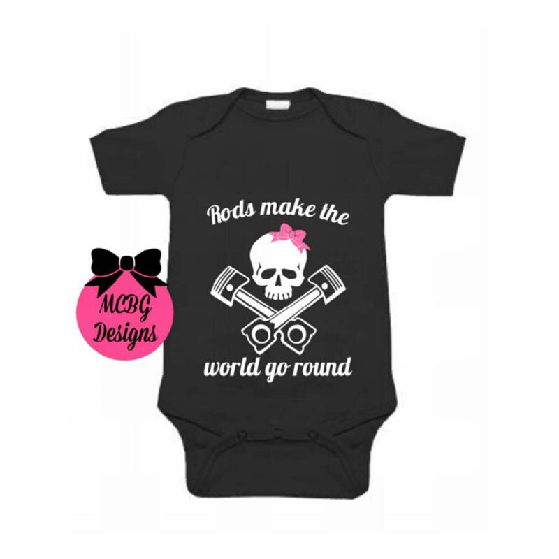stäbe Machen Die Welt Gehen Runde Baby Body Oder Shirthot Rod Kinder Shirtsrockabilly Kleidungmädchen Auto Shirtsshirtsschädel Outfit von MCBGDesigns