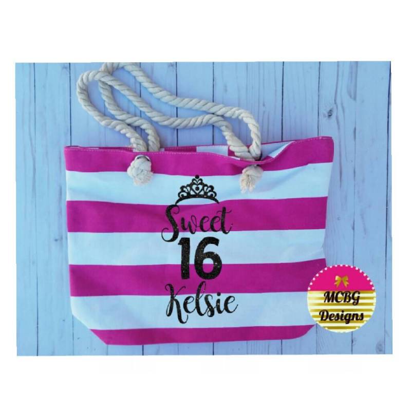 strandtasche „Sweet 16" Geburtstagsgeschenk Geschenke Für Ein 16-Jähriges Mädchen 16"-Partygeschenke Teenager-Mädchen Geburtstagsgeschenke von MCBGDesigns