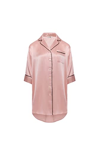 MCCAMEY Damen Nachthemd Sleepshirt 100% Seide, Rosa,L von MCCAMEY