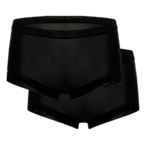 MCCAMEY Damen Seide Taillenslips Panties Hipsters Unterhosen Slip 2er-Pack(Schwarz,M) von MCCAMEY