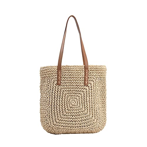 MCHDMI SYT-MD Sommer böhmische handgefertigte Taschen for Frauen Strand Weben Umhängetaschen Meer Urlaub Stroh Tote Taschen Damen Shopper Handtaschen (Color : Beige) von MCHDMI