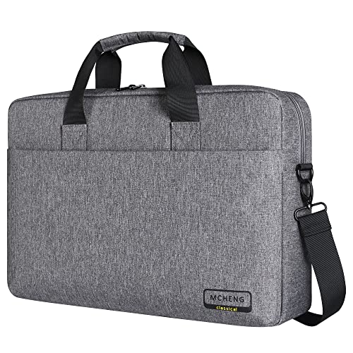 MCHENG 14 Zoll Wasserabweisend Notebooktasche Business Aktentaschen Laptoptasche Schultertasche Handtasche Tragetasche Umhängetasche mit Griff und Abnehmbare und Verstellbare Schultergurt, Grau von MCHENG