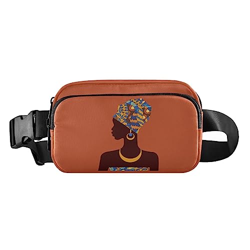 Afrikanische Mädchen-Silhouette, Bauchtasche für Damen und Herren, Crossbody-Gürteltasche, modische Hüfttaschen, Geldbörse mit verstellbarem Riemen, für Einkaufen, Reisen, Mehrfarbig, Large von MCHIVER