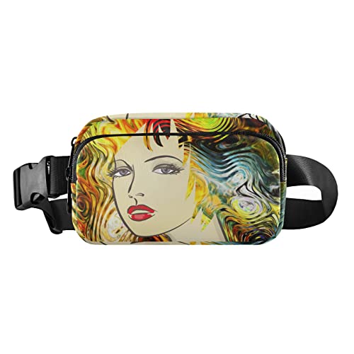 Art Colorful Girl Fanny Pack for Women Men Crossbody Belt Bag Fashion Waist Packs Purse with Adjustable Strap Bum Bag for Shopping Traveling, Mehrfarbig, Large von MCHIVER