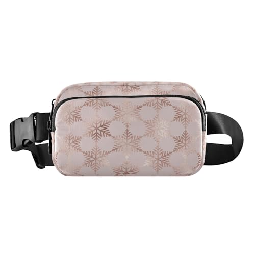 Bauchtasche mit Schneeflocken-Motiv in Rotgold, glitzernd, für Damen und Herren, Crossbody-Gürteltasche, modische Hüfttasche, Geldbörse mit verstellbarem Riemen, Bumbags für Outdoor, Einkaufen, von MCHIVER