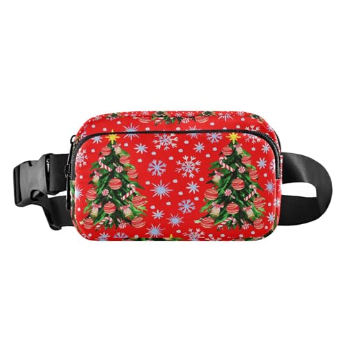 Bauchtasche mit Weihnachtsbäumen und Schneeflocke für Damen und Herren, Crossbody-Gürteltasche, modische Hüfttasche, Geldbörse mit verstellbarem Riemen, Dupes für Workout, Reisen, im Freien, von MCHIVER