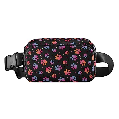 Bunte Pfoten-Bauchtasche für Damen und Herren, Umhängetasche, modische Gürteltasche, Geldbörse mit verstellbarem Riemen, Bauchtasche für Outdoor, Einkaufen, Reisen, Mehrfarbig, Large von MCHIVER