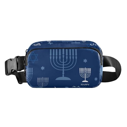 Chanukkah Candles Gürteltasche für Damen und Herren, Umhängetasche, modische Hüfttasche, Geldbörse mit verstellbarem Riemen, Hüfttasche für Outdoor, Workout, Reisen, Mehrfarbig, Large von MCHIVER