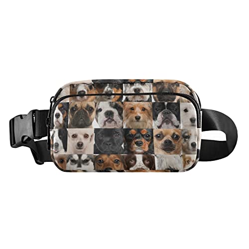 Collage Dog Fanny Pack for Women Men Crossbody Belt Bag Fashion Waist Packs Purse with Adjustable Strap Bumbags for Teen Girls Boys, Mehrfarbig, Large von MCHIVER