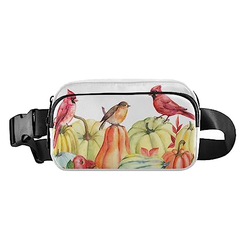 Fall Pumpkins Bird Fanny Pack für Damen Herren Crossbody Gürteltasche Mode Hüfttaschen Geldbörse mit verstellbarem Riemen Bauchtasche für Outdoor Shopping Reisen, Mehrfarbig, Large von MCHIVER