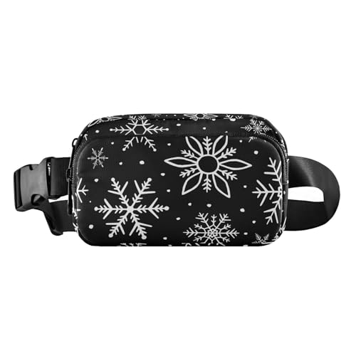 Fallende Schneeflocken Weihnachten Bauchtasche für Damen Herren Crossbody Gürteltasche Mode Taille Packs Geldbörse mit verstellbarem Gurt Hüfttasche für Outdoor Shopping Reisen, Mehrfarbig, Large von MCHIVER