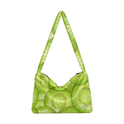 Kiwi Slices Schultertasche für Damen, pelzige Umhängetasche, Hobo-Handtasche, Geldbörsen für College, Arbeit, Reisen, Kiwi-Scheiben, Einheitsgröße von MCHIVER