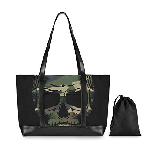 Laptop-Tragetasche für Damen – Camouflage Schädel Illustration Business Handtasche Computer Schultertasche passt 15,6 Zoll Notebook von MCHIVER