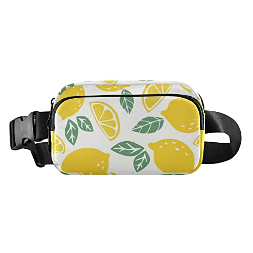 Lemons Green Leaves Fanny Pack for Women Herren Crossbody Belt Bag Fashion Waist Packs Purse with Adjustable Strap Hip Bag for Outdoor Workout Travel, Mehrfarbig, Large von MCHIVER