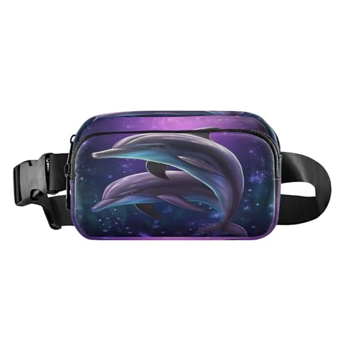 MCHIVER Delphins Ocean Bauchtasche für Damen und Herren, Crossbody-Gürteltasche, modische Hüfttasche, Geldbörse mit verstellbarem Riemen, für Einkaufen, Reisen, Mehrfarbig, Large von MCHIVER